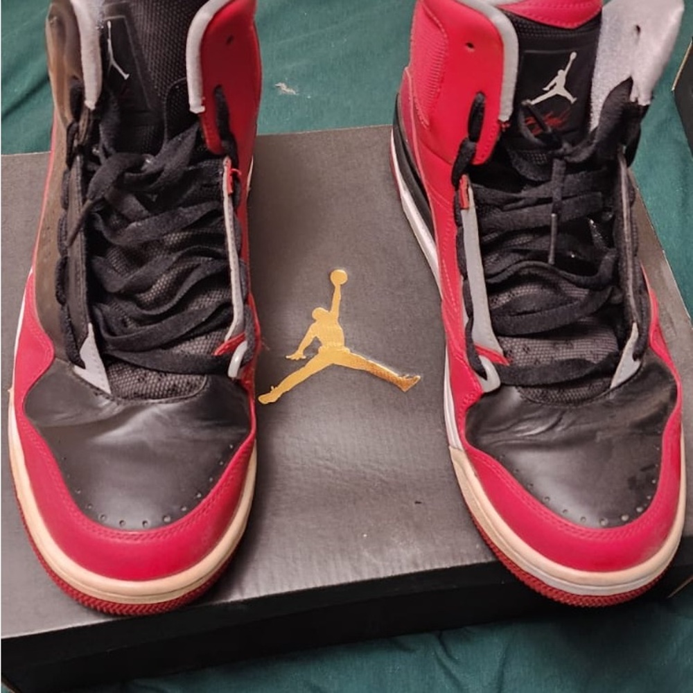 Air Jordan Red and Black High-Top Sneakers